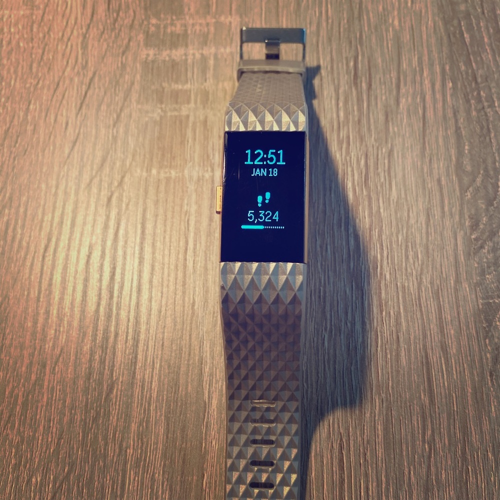 Fitbit Charge 2, charger and 3 colored bands